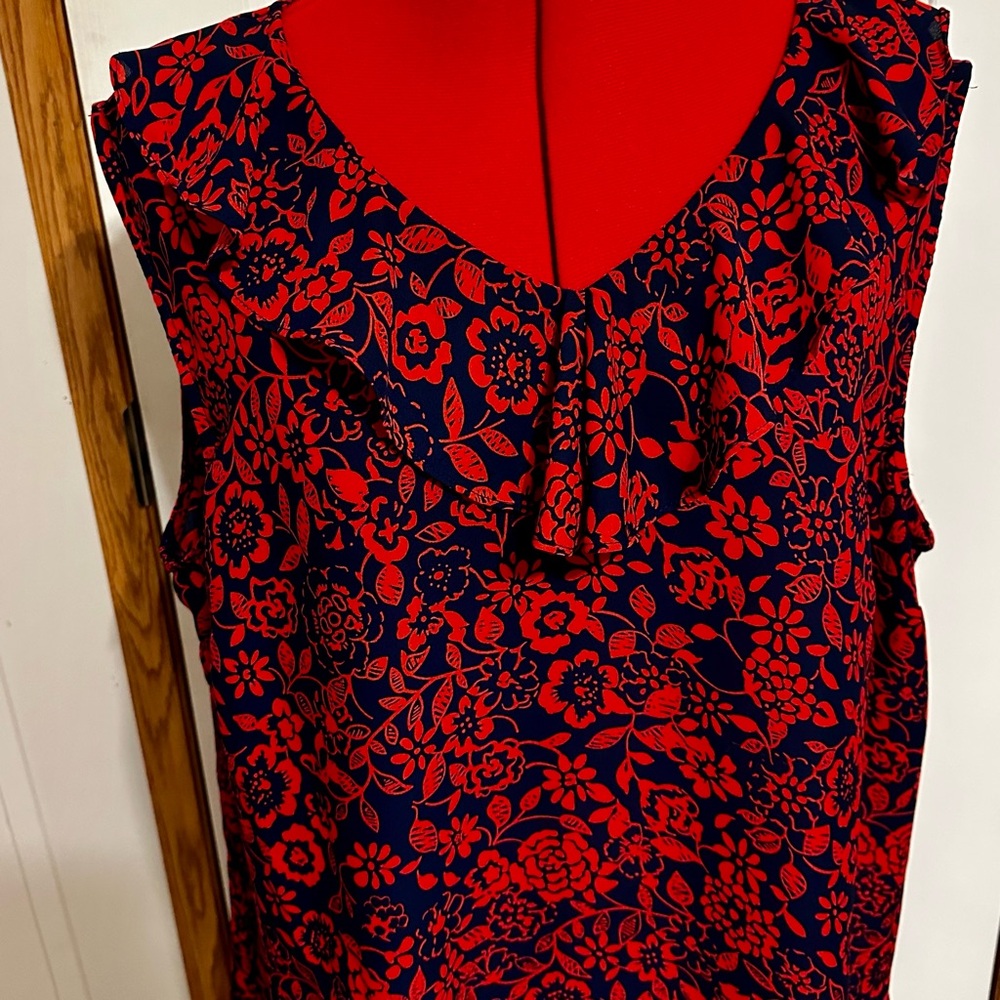 Floral Red and Blue Women's Top